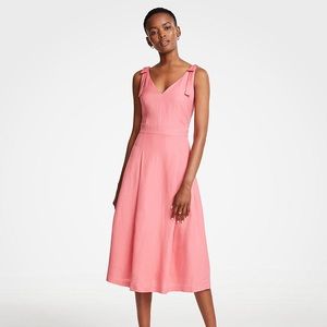 Ann Taylor Pink Tie Shoulder MIDI Dress